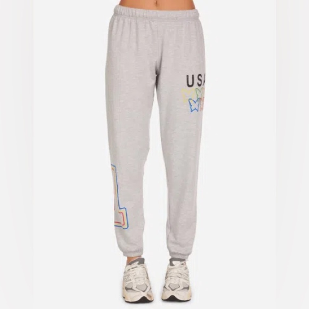 LAUREN MOSHI Tanzy USA Butterflies Jogger Sweatpants In Gray Color Size Small